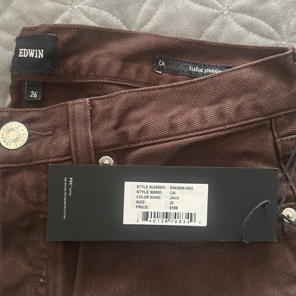 Edwin Cai Classic Straight Jeans Java Size 26 - Picture 5 of 7